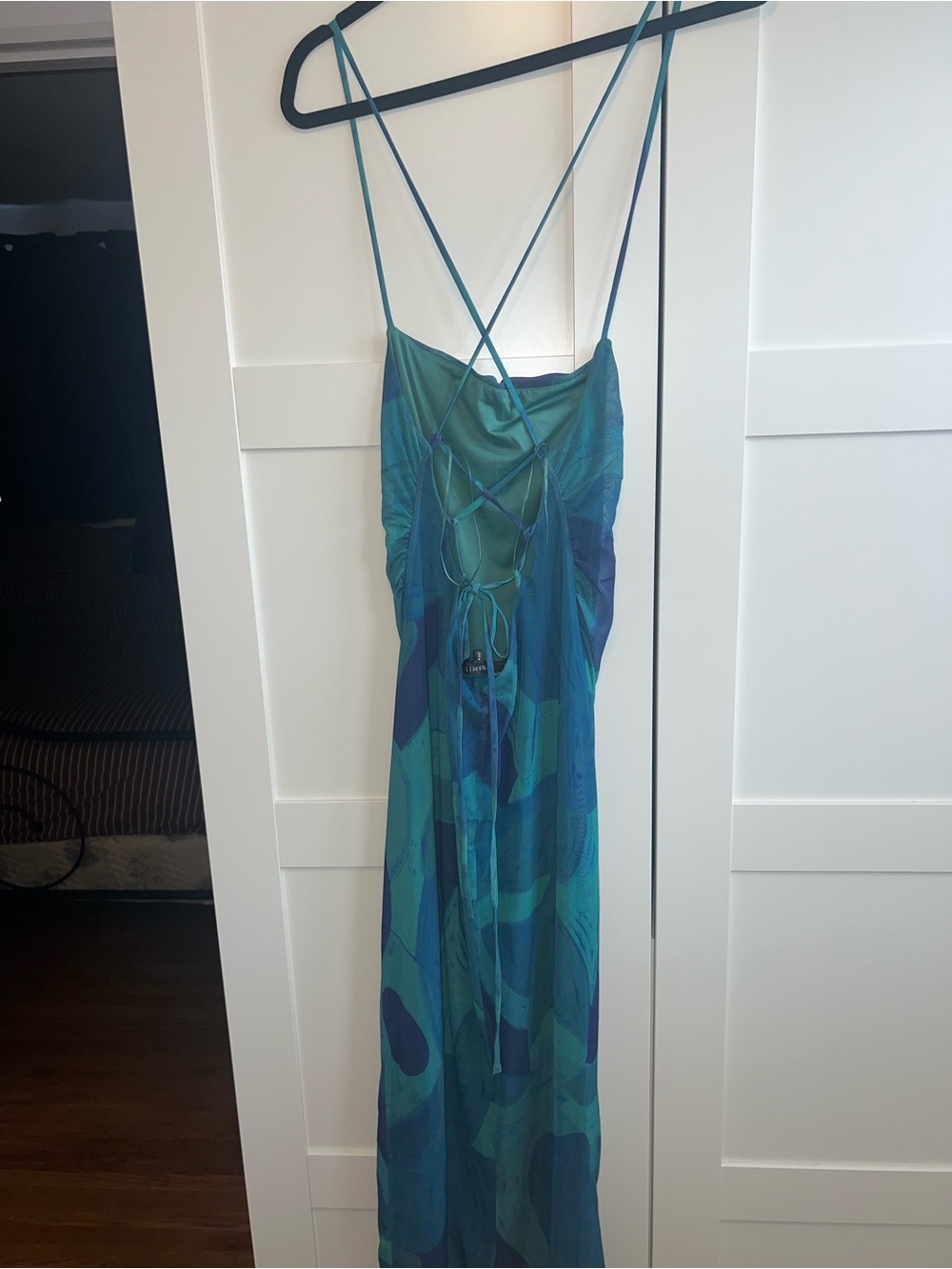 Dynamite Teal and Blue Backless Strappy Maxi Dress